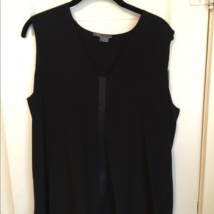 Vince sleeveless silk and leather top
